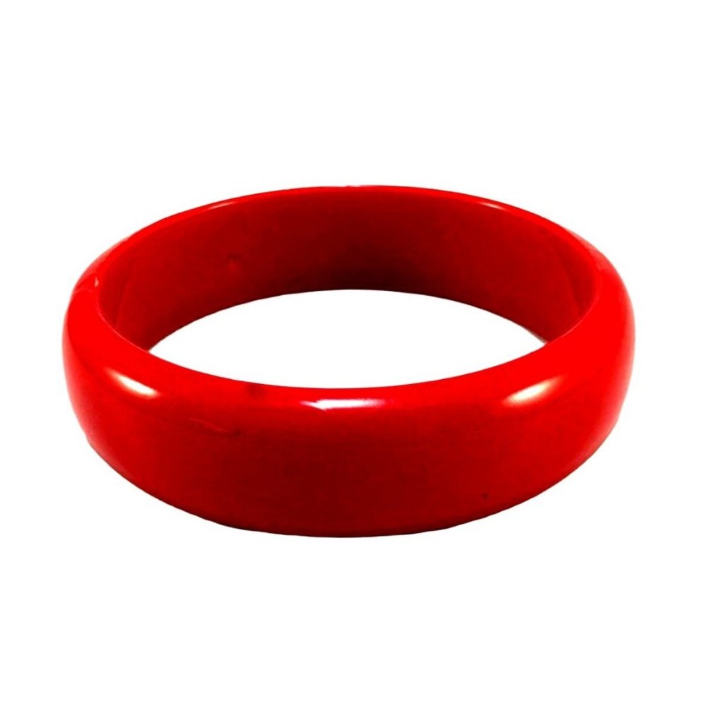 Vintage Cherry Red Color Spot Lucite Bangle Bracelet - Picture 3 of 5
